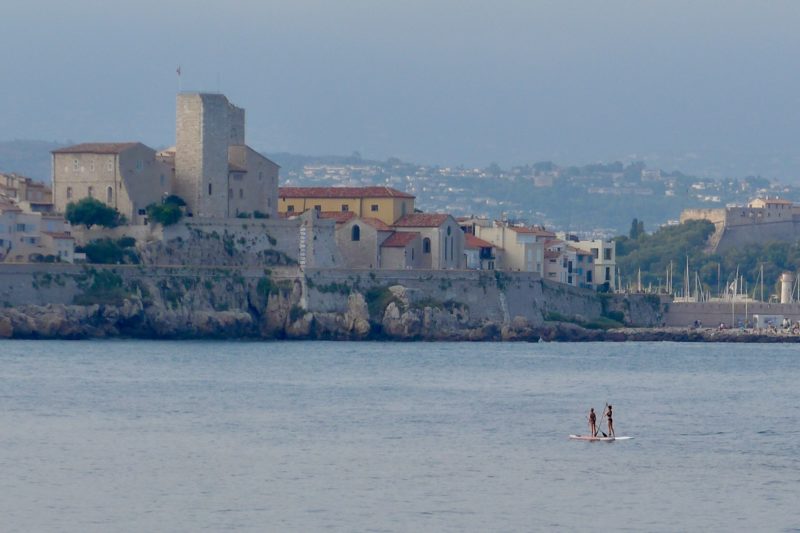 paddle boarding beside old Antibes