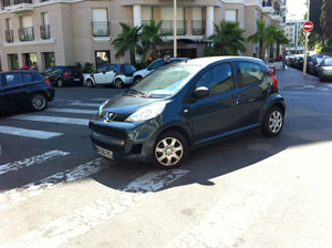 Not even this car, parked in the middle of a Cannes intersection, got a ticket.