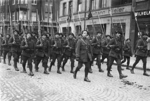 Chausseurs Alpins patrol during the Occupation of the Ruhr in 1923.  