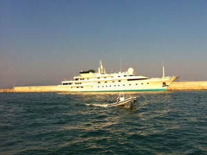 Almost permanently berthed along this far-flung quay at Antibes’ Port Vauban, this yacht featured in the James Bond film Never Say Never Again.
